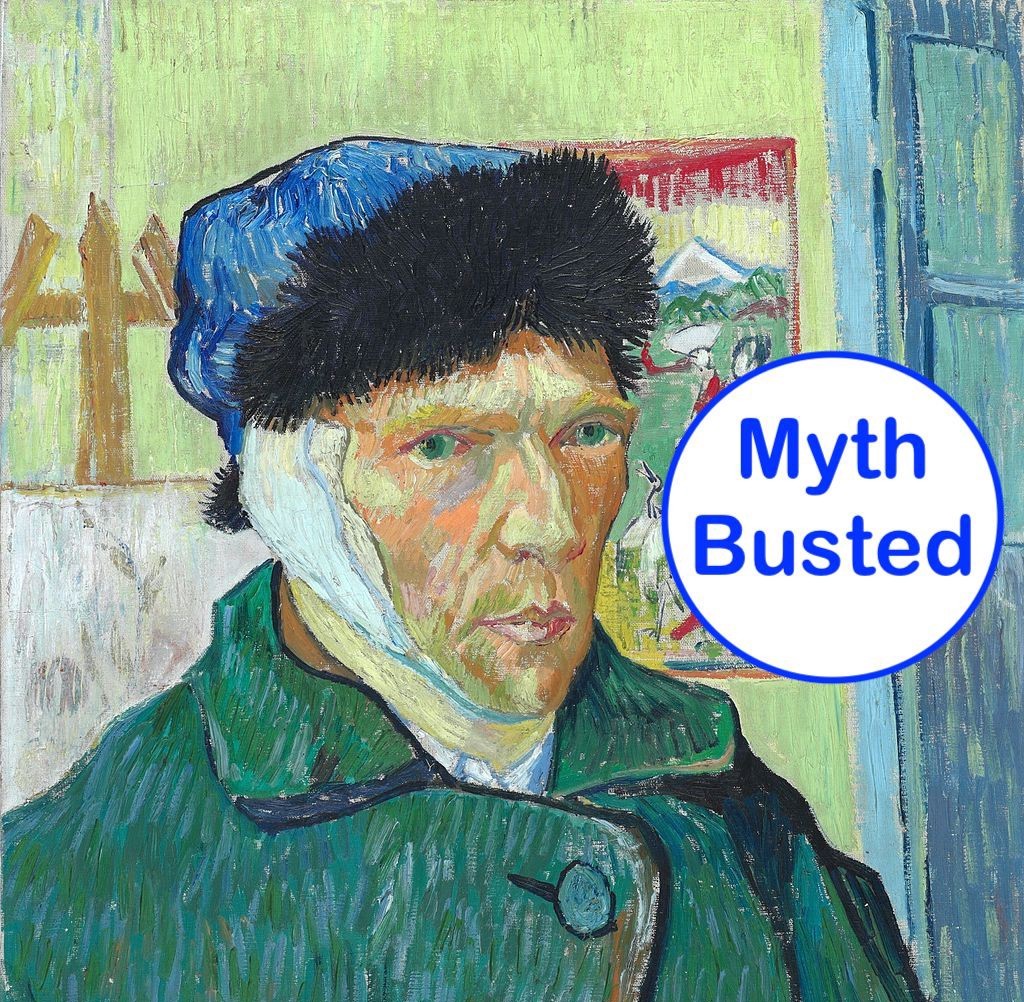 Vincent with bandaged ear and word, Myth Busted